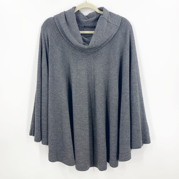 Elie Tahari Cowl Neck Merino Wool Cape Poncho Sweater One Size - Picture 4 of 10